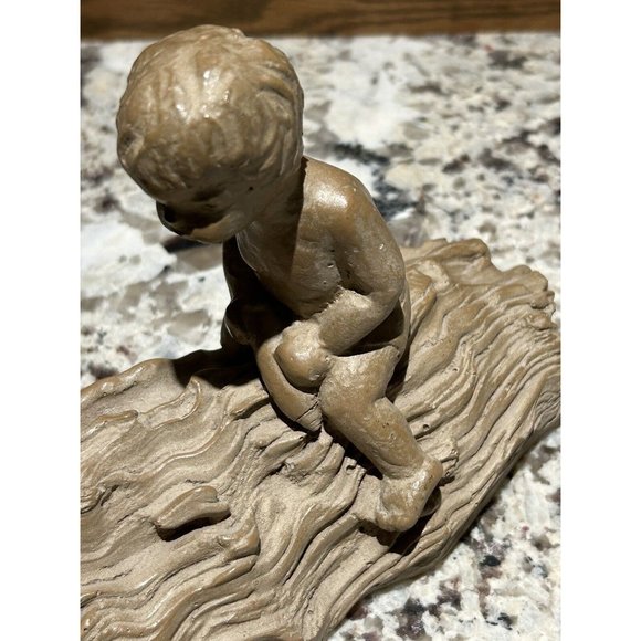 Vtg Haeger Pottery M.Strubel Sculpture 2 Children On A Fallen Tree - Picture 10 of 16
